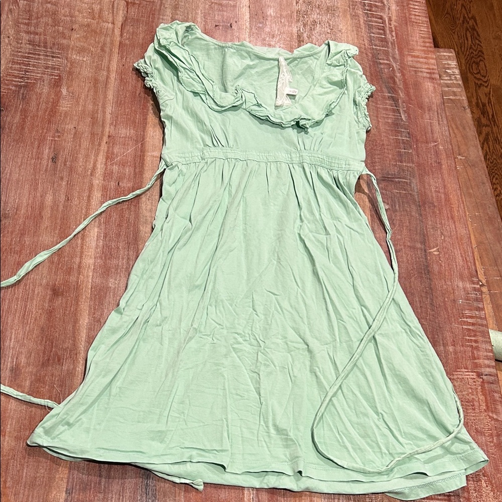 Vintage Nick and Mo Cotton Empire Waist Dress with Ruffled Scoop Neck